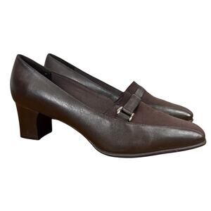 Naturalizer Edie Womens Dark Brown Leather Chunky Heels Pumps Classic Shoes 8.5